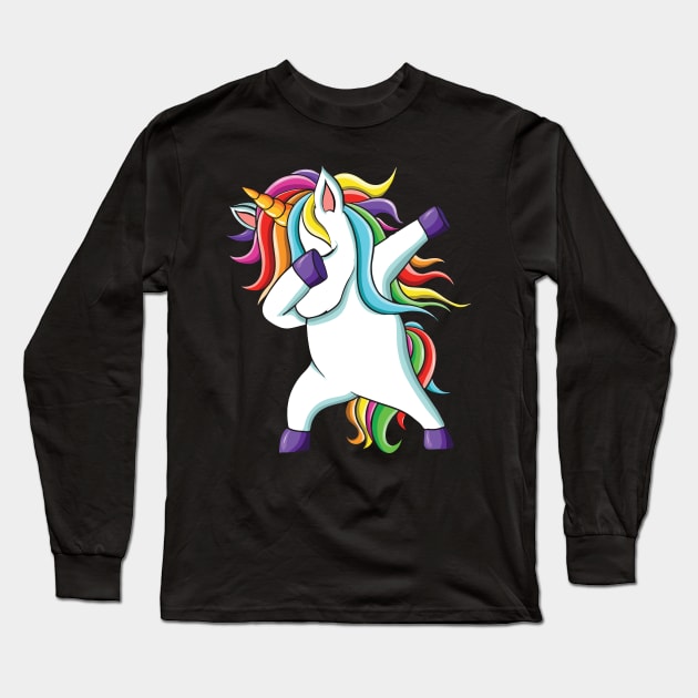 Dabbing unicorn We Wear Red For Red Ribbon Week Awareness Long Sleeve T-Shirt by FashionJB